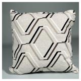 Geometric Decorative Pillow With Embroidery | In shades of black, brown, white and taupe. Linen type