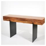 "MATCH" MINIMALIST SIDE TABLE | Post modern, designed as a very thick section of wood resting on two