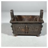 CAST IRON ASIAN CENSER / BOX | Asian cast iron handled box or bowl, could be used as an incense burn