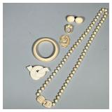 (6pc) MIXED CARVED BONE JEWELRY | Mixed carved bone jewelry pieces including beaded necklace with dr