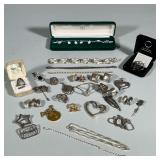STERLING SILVER JEWELRY | Large lot of various sterling silver jewelry including: harp bracelet (1.4