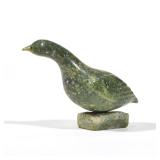 KAVANON KING INUIT GREEN STONE CARVED BIRD, CAPE DORSET | A green stone carved bird with its origina