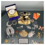 Large Lot of Mixed Brooches & Pins | Assorted brooches and pins including high heel pin, crescent mo