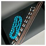 (4pc) Turquoise, Coral, & Stone Beaded Necklaces | Four beaded necklaces including turquoise necklac