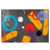 Andre Lanoux Abstract Acrylic Painting | Abstract shapes. Acrylic on board. Signed bottom right - h.