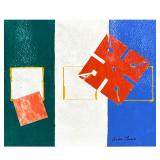 Andre Lanoux Mixed Media on Canvas | Abstract tri-color. Mixed media on canvas. Signed bottom right 