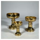 (3pc) BRASS GOBLETS | Set of three graduating brass goblets, Japanese Buddhist altar or rice offerin
