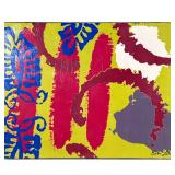 Andre Lanoux Abstract Acrylic on Board | Abstract yellow, pink, blue. Acrylic mounted on board. Sign