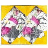 Mixed Media Yellow Abstract on Canvas | Yellow abstract. Painted paper panels over stretched canvas.
