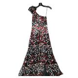 MAC DUGGAL BLACK Embellished One Shoulder A Line Floral Gown | Mac Duggal one-shoulder floral gown m