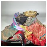 (11pc) Mixed Colorful Silk & Other Scarves | Mixed lot of cotton, rayon, and other scarves including