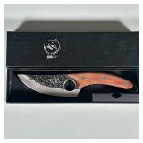 JAPANESE VIKING KNIFE, CARVED WOOD HANDLE | Japanese Viking knife with full tang, carved wood handle