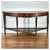 Theodore Alexander Demilune Console Table | Vintage (20th century) Theodore Alexander carved mahogan