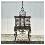 Tuscan Style Cast Iron Birdcage | Vintage (2000s) Tuscan style ornate cast iron birdcage, featuring 