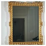 Giltwood Rectangular Wall Mirror | Large carved giltwood rectangular wall mirror, with detailed orna
