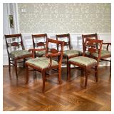 (6pc) Duncan Phyfe Style Dining Arm/Chairs | Vintage Duncan Phyfe style dining chairs, including two
