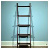 Leaning Ladder Bookshelf | Five-tiered leaning ladder bookshelf. - h. 65.75 x w. 21 x d. 23 in