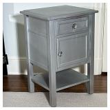 Two-Drawer Painted Side Table - Grey | Wooden side table painted grey with flat top, one drawer and 