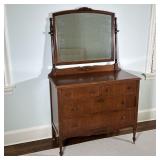 French Provincial Style Dressing Table/Mirror | Antique French Provincial style walnut dressing tabl