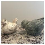 (2pc) Decorative Bird Figurines | Decorative bird figurines, likely made of cast iron or cement, des
