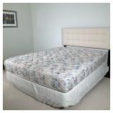 White Tufted Headboard/Bed - Queen-Sized | Queen-sized bed featuring a white tufted upholstered head