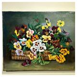 Unknown Artist (American, 19th Century) Oil Painting - "...Pansies" | Colorful painting of pansies i