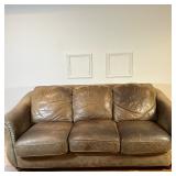 Brown Leather Sofa Couch with SureFit Leather Sofa Slipcover | Modern brown leather sofa couch featu