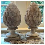 (2pc) Artichoke-Shaped Finials - 2/2 | Pair of artichoke-shaped finials, which could be used as book