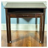 Wooden Roll-Out Desk | Wooden desk with small supply drawer and a roll-out nested table to expand wo
