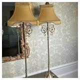 (2pc) Chelsea House Brass Buffet Lamps | Chelsea House (North Carolina) pair of antique-style gold-f