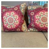 (2pc) Throw Pillows - Red Geometric Pillows (Large) | Two square throw pillows with geometric patter