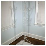 White-Painted Iron Coat Rack | Vintage white-painted metal/iron coat rack with a tall, slender frame