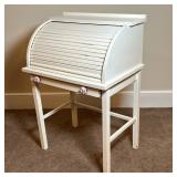 Roll-Top Secretary Desk - White | Small roll-top secretary desk with organizing cubbies within, pain