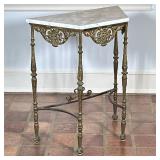 Brass & Marble Top Small Console Table | Vintage (1920s) brass and marble console table, featuring a
