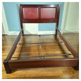 Leather Headboard/Bed - Queen-Sized by John Widdicomb | Queen-sized bed featuring a deep red/burgund