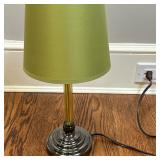 Green Cut Glass Column Table Lamp | Vintage (mid 20th century) green cut glass column table lamp wit
