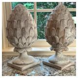 (2pc) Artichoke-Shaped Finials - 1/2 | Pair of artichoke-shaped finials, which could be used as book
