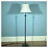 Bronze Floor Lamp | Bronze floor lamp with white lampshade. - h. 56 x w. 13.5 in