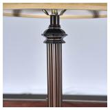 Bronze Column Table Lamp | Vintage-inspired metal/brass column table lamp with beige lampshade. - h.