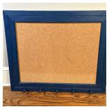 Cork Board - Gold Painted Frame - 2/2 | Large cork board with five hooks for keys or small items, fe
