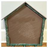 House-Shaped Magnetic Board | House-shaped magnetic board with three hooks for keys or small items, 
