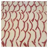 Area Rug - Red Wave Pattern | Cream colored area rug with a pattern of wavy lines in rich rusty red,