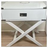 White Nightstand or End Table (2/2) | Modern white nightstand or end table with single drawer, woode