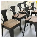 (6pc) Industrial Style Dining Chairs | Set of six industrial style dining chairs, with gunmetal gray