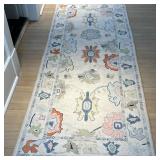 Runner Rug - Abstract Floral Design | Runner rug features a cream-colored base with a symmetrical ar