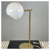 USB Table Lamp with Milk Glass Shade (1/2) | West Elm USB Table Lamp with an antique brass metal bas