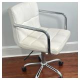 Swivel Desk Chair - White | Swivel desk chair with white-colored faux leather upholstery, metal arms