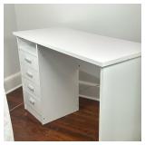 Modern Style Writing Desk - White | Rectangular white writing desk featuring four drawers with built