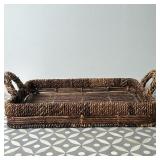 Woven Basket Tray With Handles | Rectangular woven basket tray with two side handles, ideal for serv