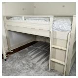 (3pc) Bedroom Set - Desk, Bed & Dresser | White-painted desk with side storage shelves: H. 29.5" x w